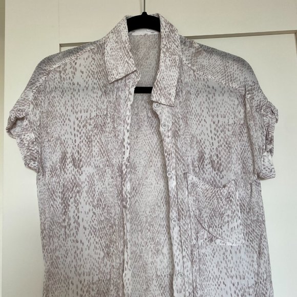 Gentlefawn White Short Sleeve Long Button Down/Coverup - Picture 2 of 5